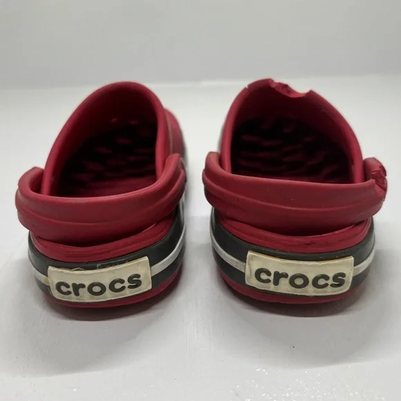 Kids Crocs red with white stripe size 8 - Picture 6 of 12
